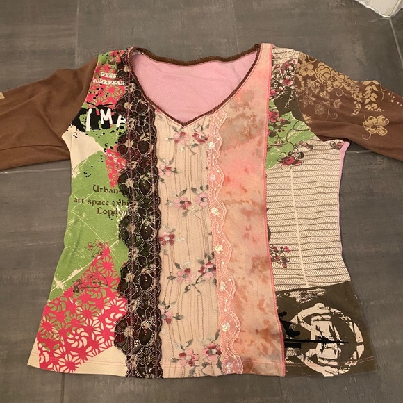 Patchwork hippie y2k lace top - Picture 1 of 3